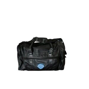 WARNER BROS TELEVISION Black Duffle Bag Duffel Nylon Top Handle Strap VINTAGE
